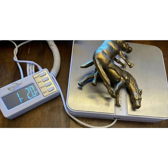 Vintage 2 Solid Brass Equestrian Horse Pair Grazing Figurines Statue Home Decor - Picture 10 of 10